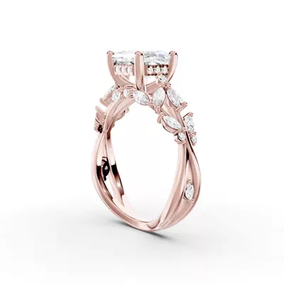 Butterfly And Bee Vine Twist Lab Engagement Ring