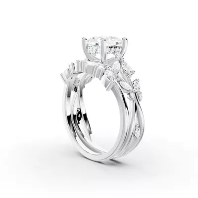 Butterfly And Bee Vine Twist Lab Engagement Ring