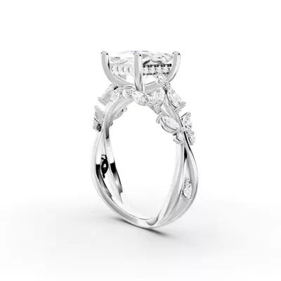 Butterfly And Bee Vine Twist Lab Engagement Ring