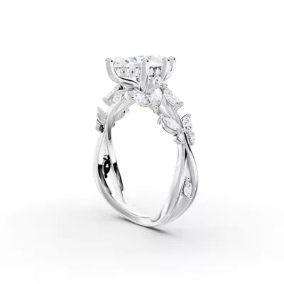 Butterfly And Bee Vine Twist Lab Engagement Ring
