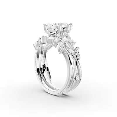 Butterfly And Bee Vine Twist Lab Engagement Ring