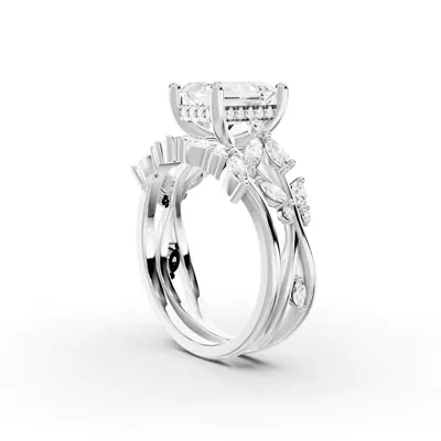 Butterfly And Bee Vine Twist Lab Engagement Ring