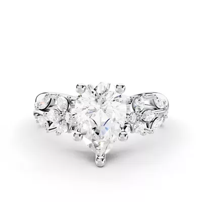 Butterfly And Bee Vine Twist Lab Engagement Ring