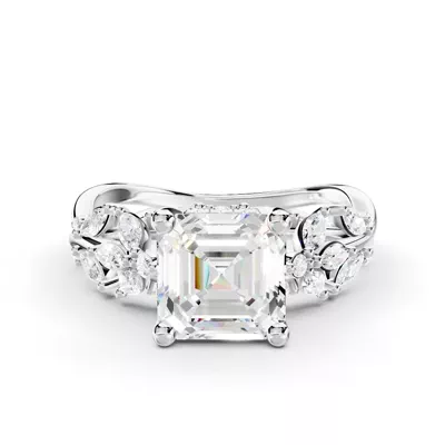 Butterfly And Bee Vine Twist Lab Engagement Ring