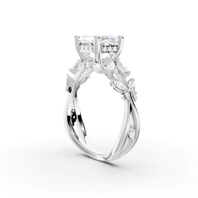 Butterfly And Bee Vine Twist Lab Engagement Ring