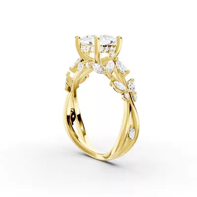 Butterfly And Bee Vine Twist Lab Engagement Ring