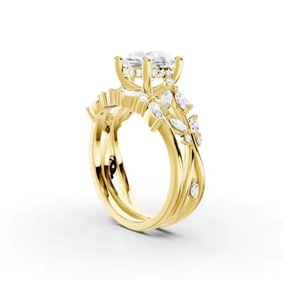 Butterfly And Bee Vine Twist Lab Engagement Ring