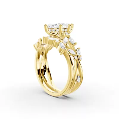 Butterfly And Bee Vine Twist Lab Engagement Ring