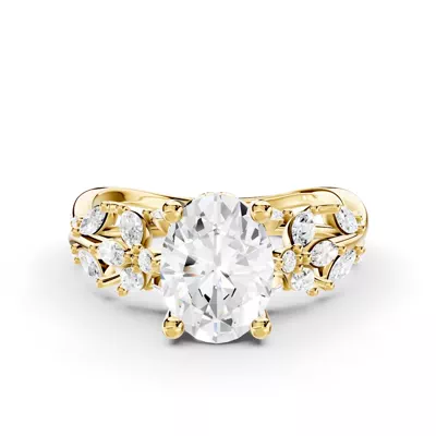 Butterfly And Bee Vine Twist Lab Engagement Ring