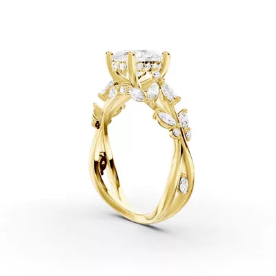 Butterfly And Bee Vine Twist Lab Engagement Ring