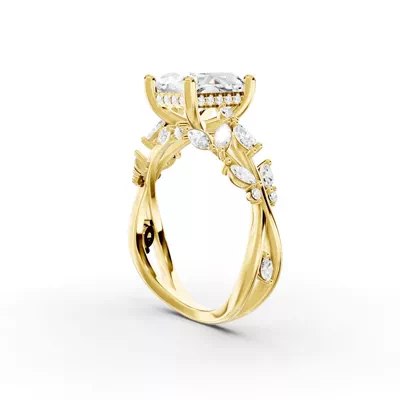 Butterfly And Bee Vine Twist Lab Engagement Ring