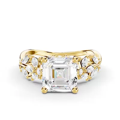 Butterfly And Bee Vine Twist Lab Engagement Ring