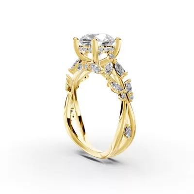 Butterfly And Bee Vine Twist Engagement Ring