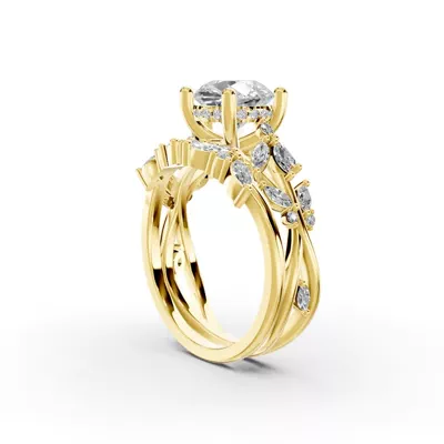 Butterfly And Bee Vine Twist Engagement Ring