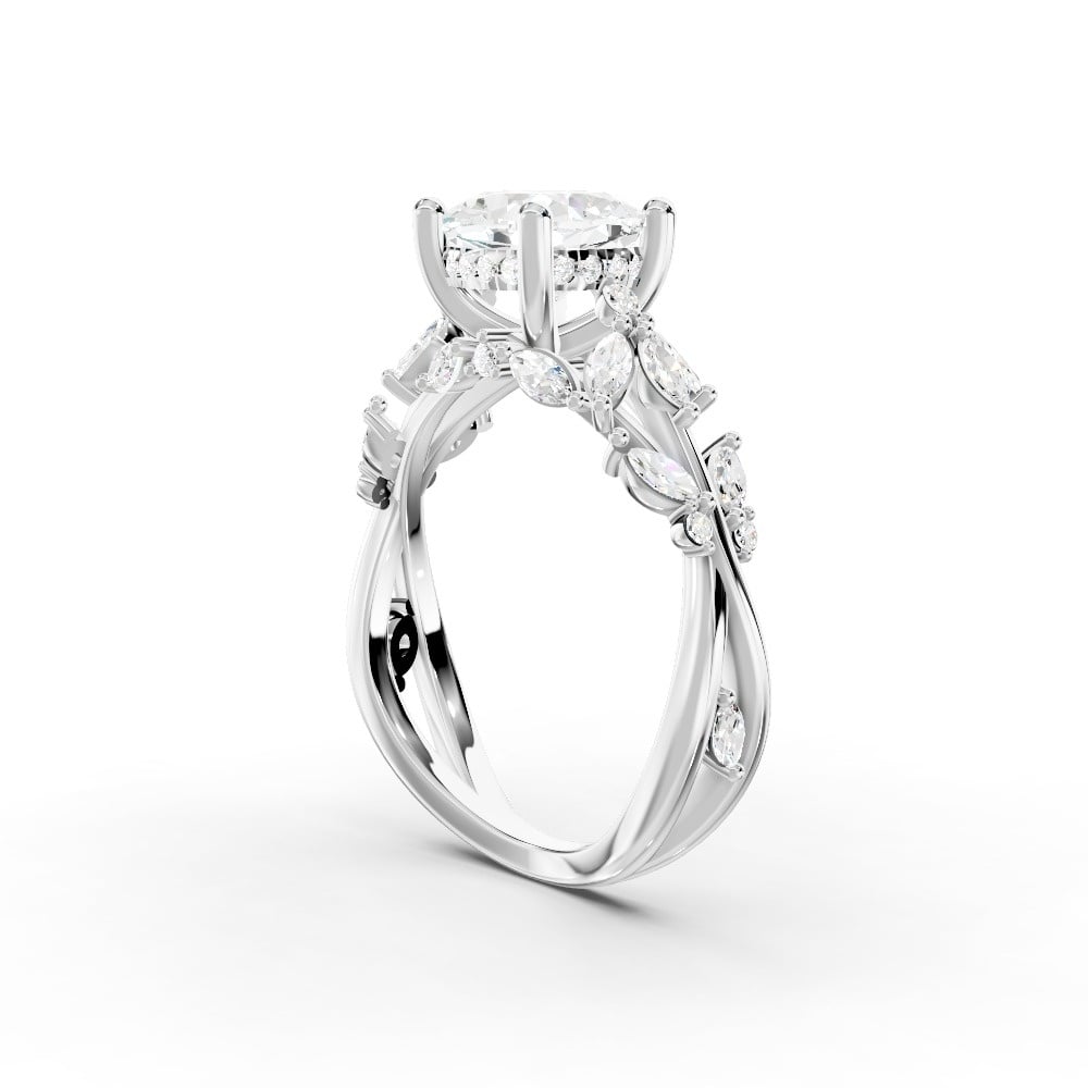 Butterfly And Bee Vine Twist Lab Engagement Ring