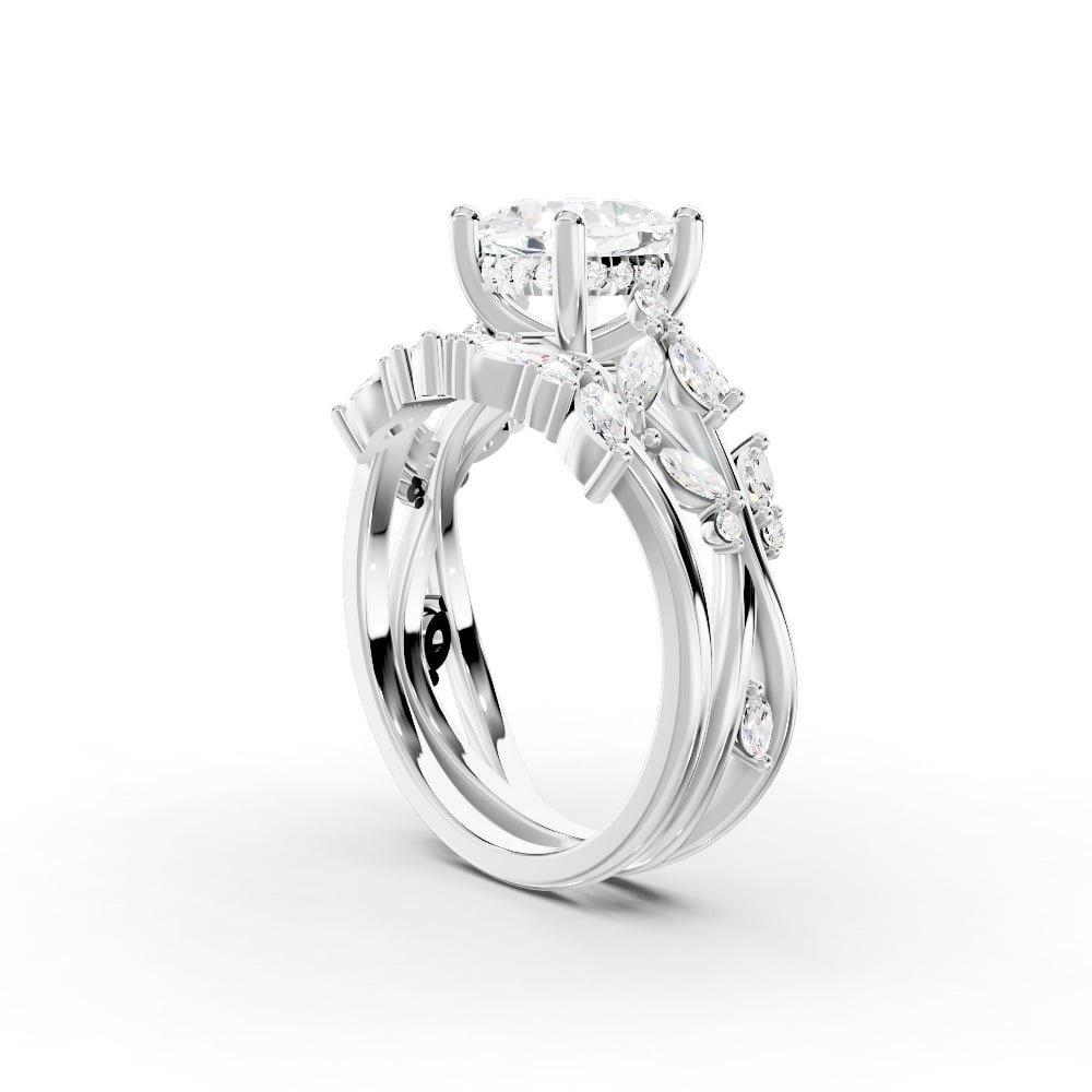 Butterfly And Bee Vine Twist Lab Engagement Ring