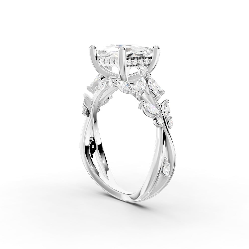 Butterfly And Bee Vine Twist Lab Engagement Ring