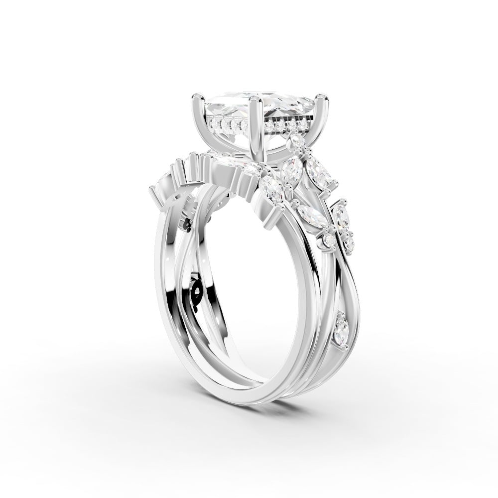 Butterfly And Bee Vine Twist Lab Engagement Ring