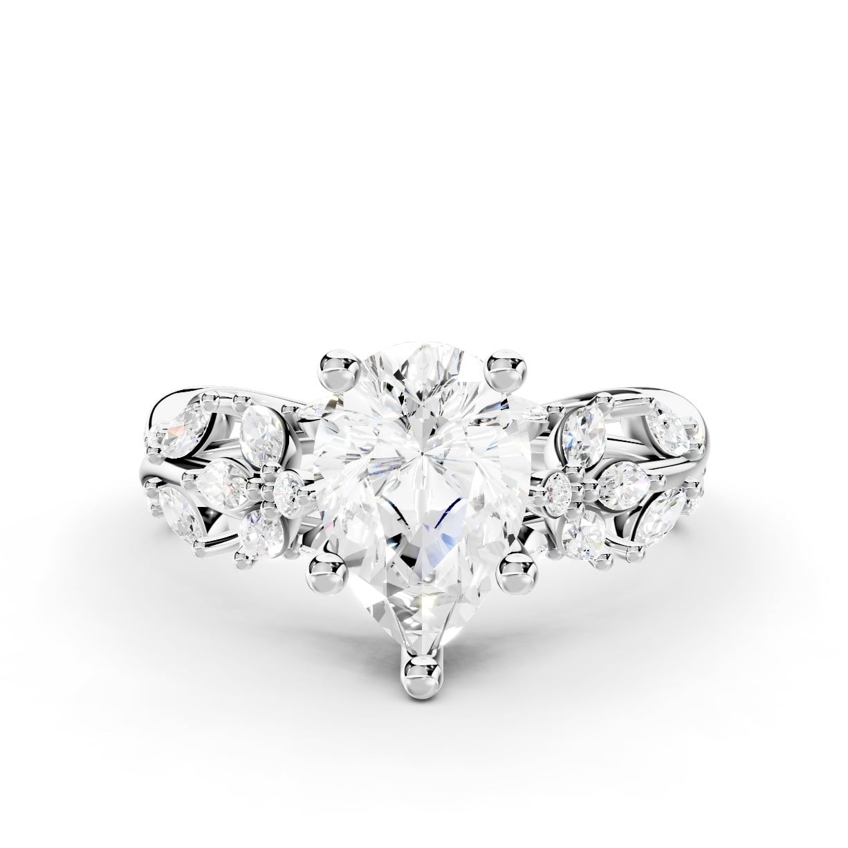 Butterfly And Bee Vine Twist Lab Engagement Ring