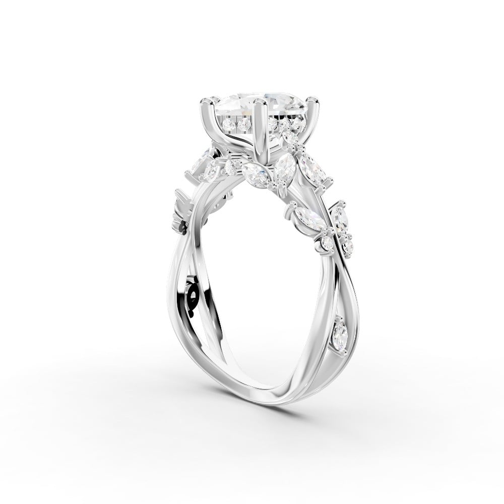 Butterfly And Bee Vine Twist Lab Engagement Ring