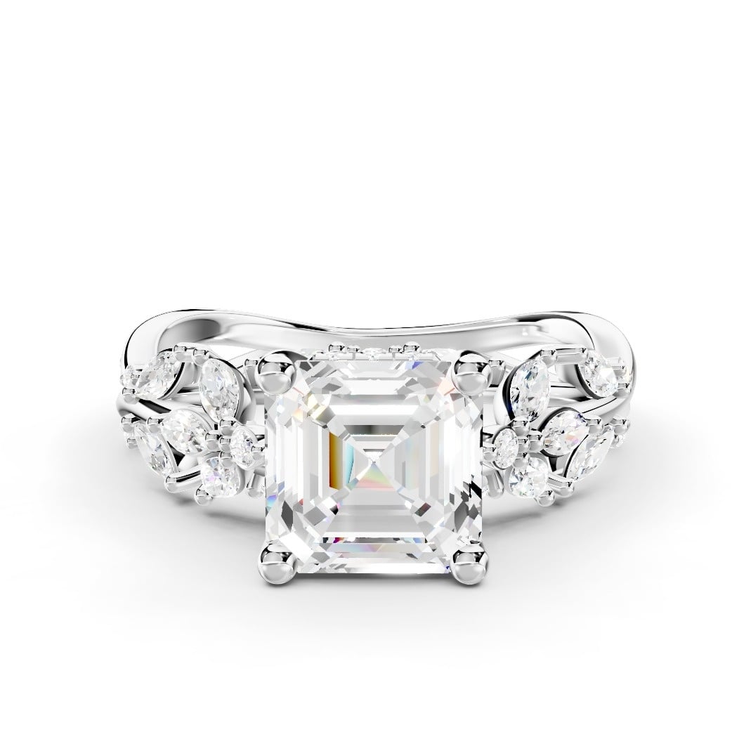 Butterfly And Bee Vine Twist Lab Engagement Ring