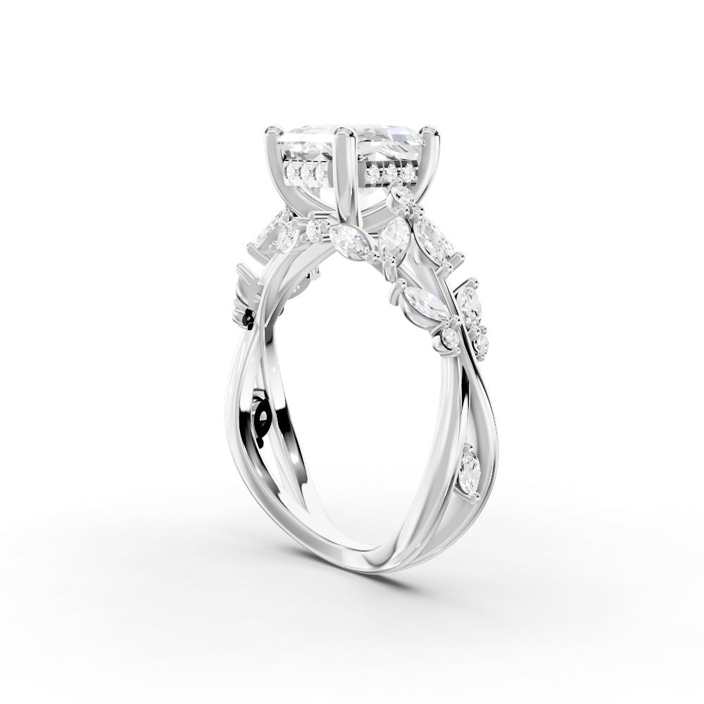 Butterfly And Bee Vine Twist Lab Engagement Ring