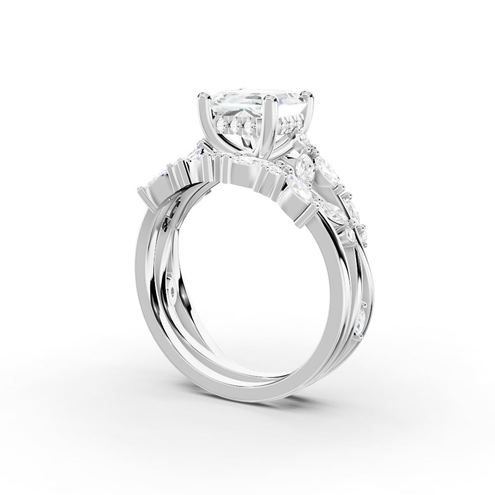 Butterfly And Bee Vine Twist Lab Engagement Ring