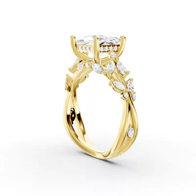 Butterfly And Bee Vine Twist Lab Engagement Ring