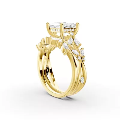Butterfly And Bee Vine Twist Lab Engagement Ring