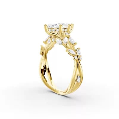 Butterfly And Bee Vine Twist Lab Engagement Ring