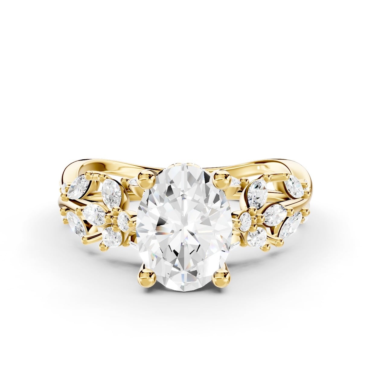 Butterfly And Bee Vine Twist Lab Engagement Ring