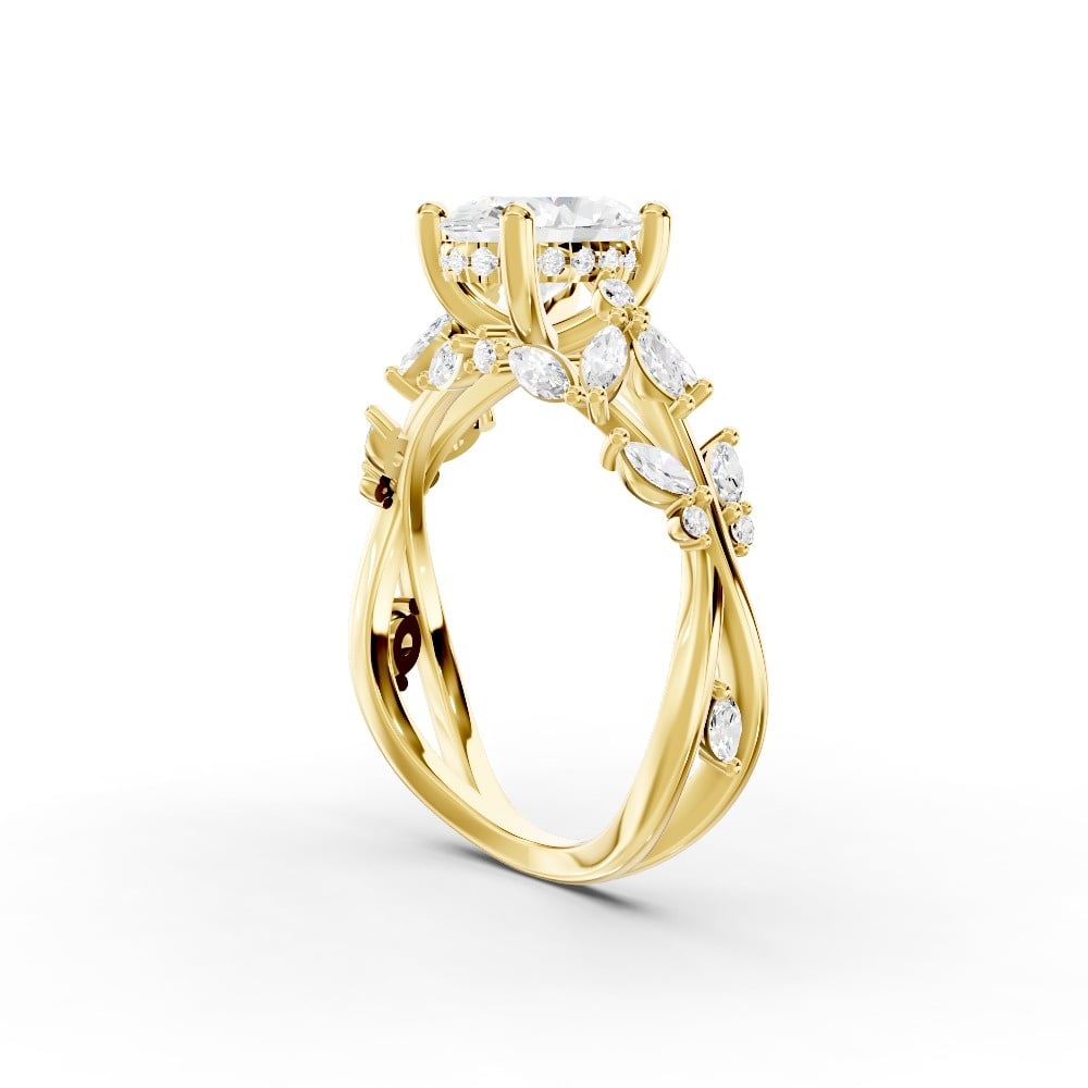Butterfly And Bee Vine Twist Lab Engagement Ring