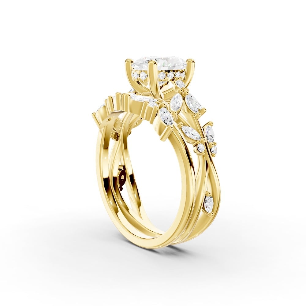 Butterfly And Bee Vine Twist Lab Engagement Ring