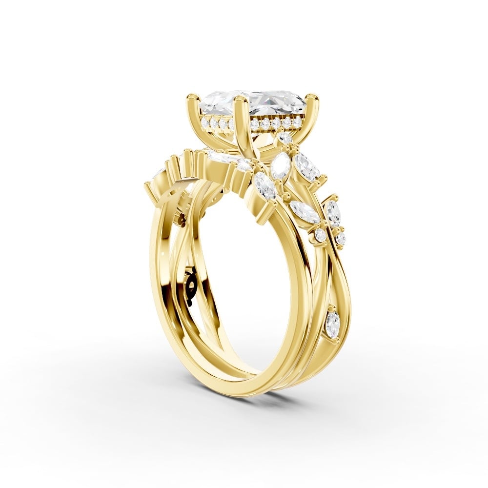 Butterfly And Bee Vine Twist Lab Engagement Ring