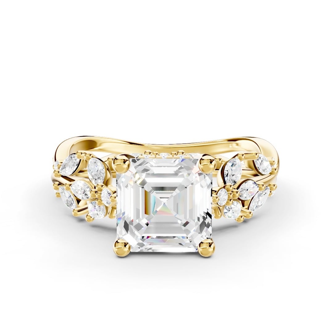 Butterfly And Bee Vine Twist Lab Engagement Ring