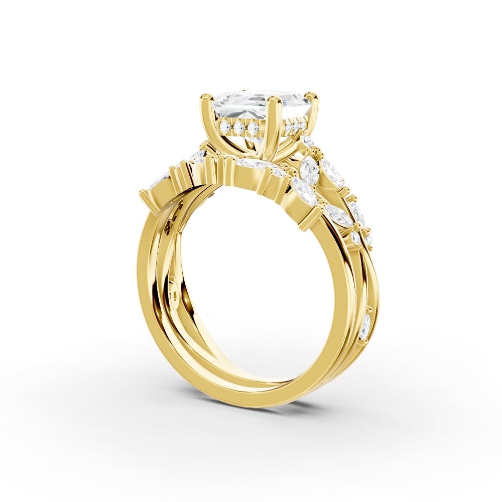Butterfly And Bee Vine Twist Lab Engagement Ring