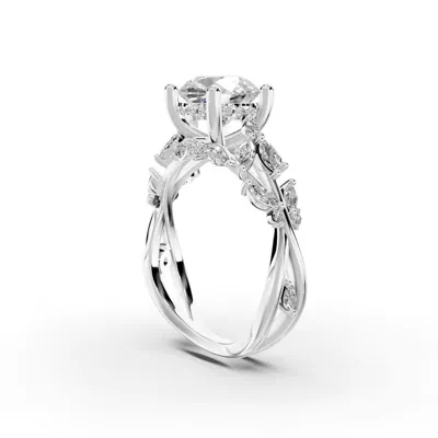 Butterfly And Bee Vine Twist Lab Engagement Ring