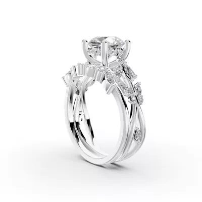 Butterfly And Bee Vine Twist Lab Engagement Ring