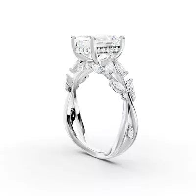 Butterfly And Bee Vine Twist Lab Engagement Ring