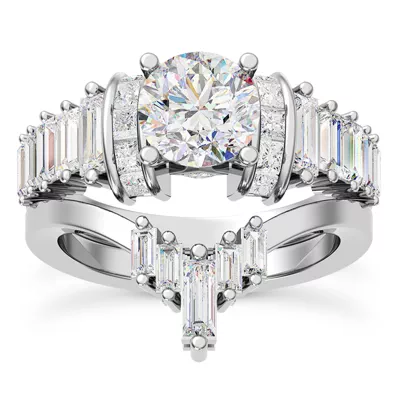 Lyric Arch-Set Princess-Cut & Baguette Engagement Ring