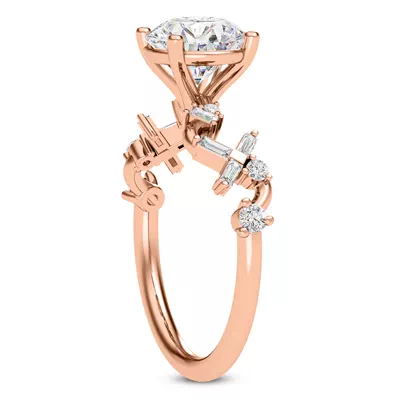 Myra Round And Baguette Winding Diamond Engagement Ring