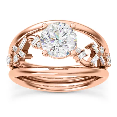 Myra Round And Baguette Winding Diamond Engagement Ring