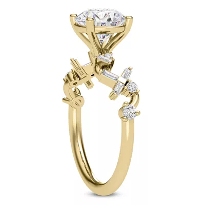 Myra Round And Baguette Winding Diamond Engagement Ring
