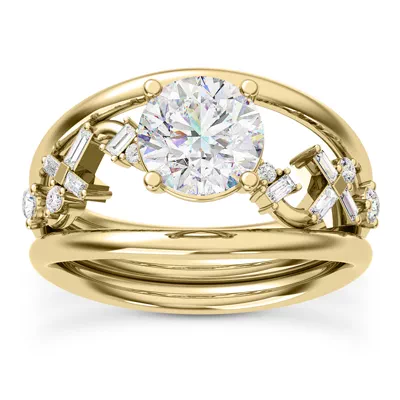 Myra Round And Baguette Winding Diamond Engagement Ring