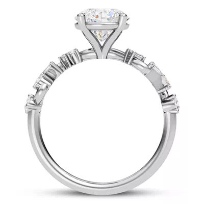Myra Round And Baguette Winding Diamond Engagement Ring