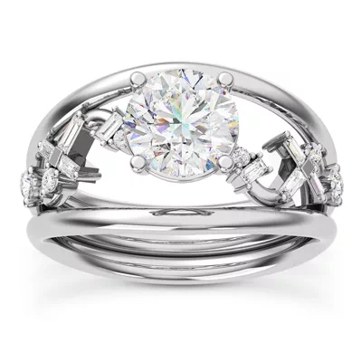 Myra Round And Baguette Winding Diamond Engagement Ring