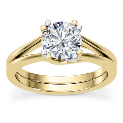 Tori Double Prong Mixed-Metal Hidden Halo Engagement Ring