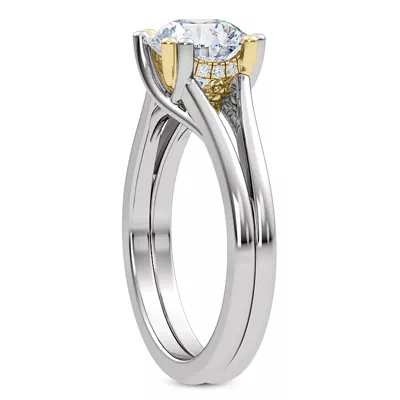 Tori Double Prong Mixed-Metal Hidden Halo Engagement Ring