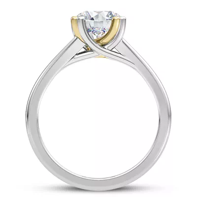 Tori Double Prong Mixed-Metal Hidden Halo Engagement Ring