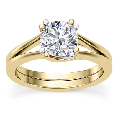 Tori Double Prong Mixed-Metal Hidden Halo Engagement Ring